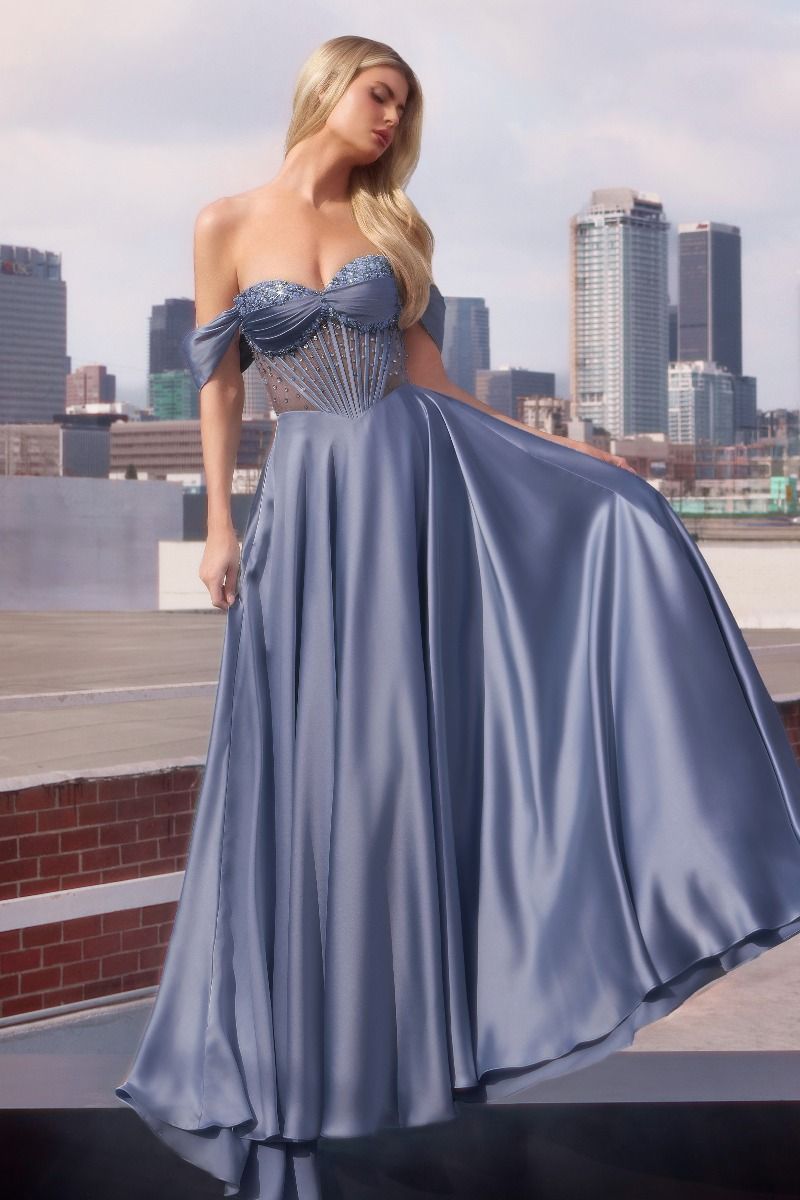 Off The Shoulder Sweetheart A-Line Gown By Ladivine CD297 - Women Evening Formal Gown - Special Occasion