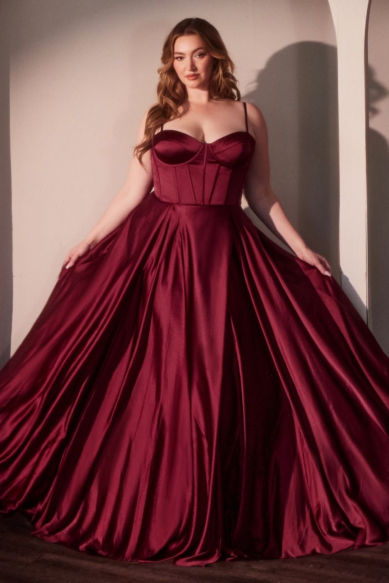 Sweetheart Neckline A-Line Gown By Ladivine CD337C - Women Evening Formal Gown - Curves