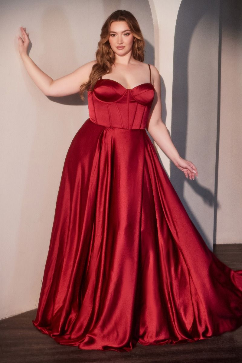 Sweetheart Neckline A-Line Gown By Ladivine CD337C - Women Evening Formal Gown - Curves