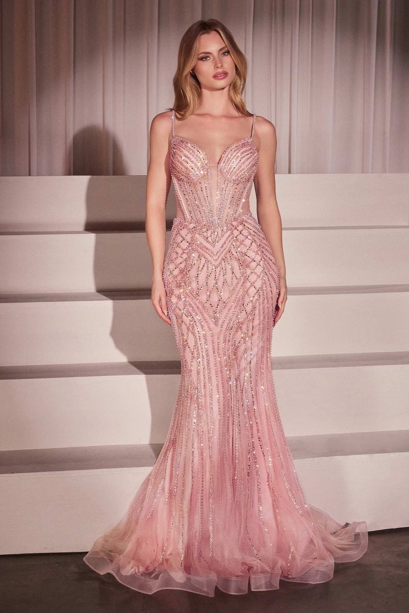 Embellished Sweetheart Neckline Tulle Gown By Ladivine CD759 - Women Evening Formal Gown - Special Occasion