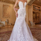 Strapless Lace Tulle Mermaid Bridal Gown by Cinderella Divine CD928