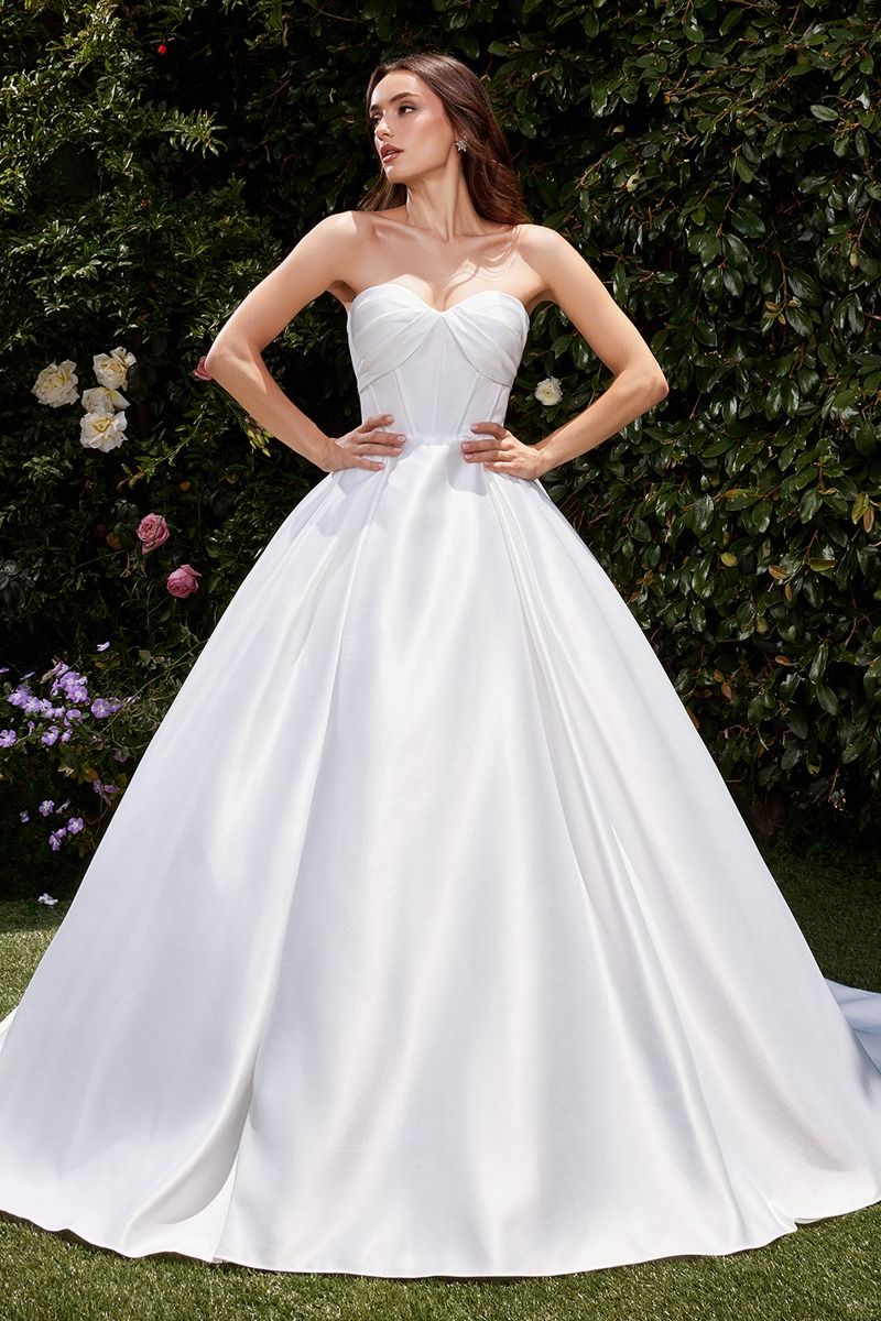 Strapless Sweetheart Neckline A-Line Gown by Cinderella Divine CDS512W