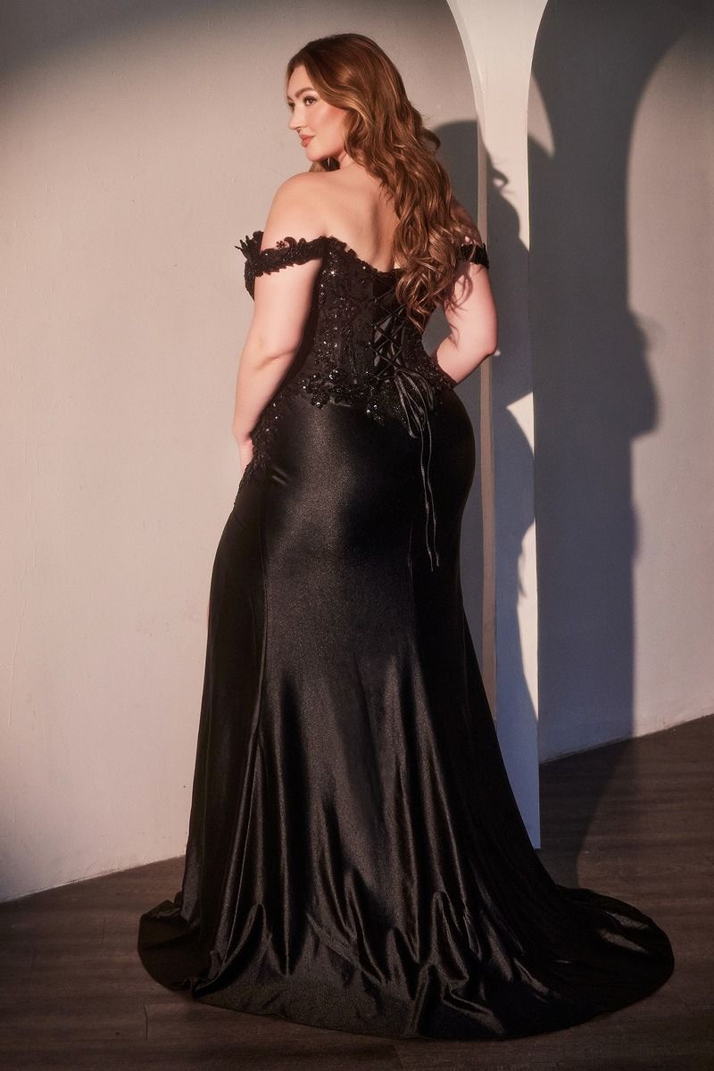 Off Shoulder Scoop Neckline Gown By Ladivine CDS537C - Women Evening Formal Gown - Curves
