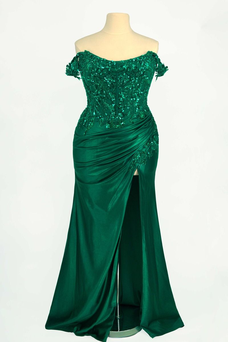 Off Shoulder Scoop Neckline Gown By Ladivine CDS537C - Women Evening Formal Gown - Curves