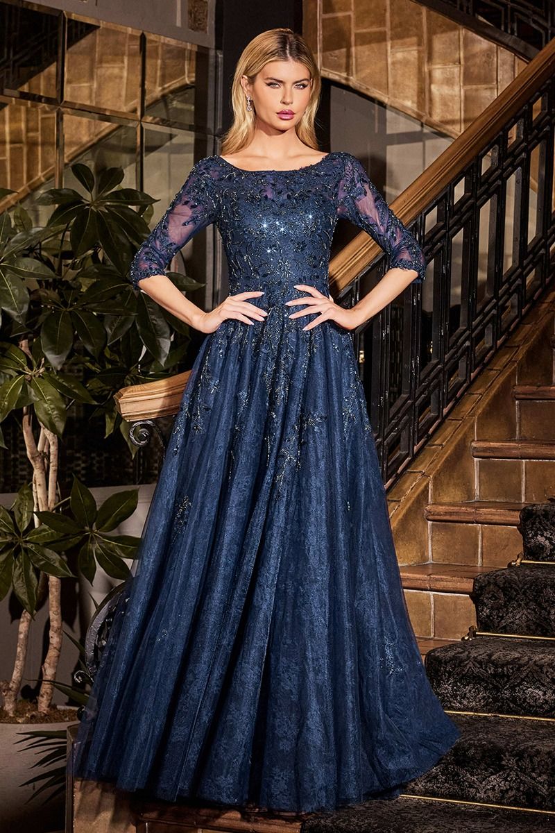 High Neckline Layered Tulle A-Line Gown By Ladivine CK2401 - Women Evening Formal Gown - Special Occasion/Curves