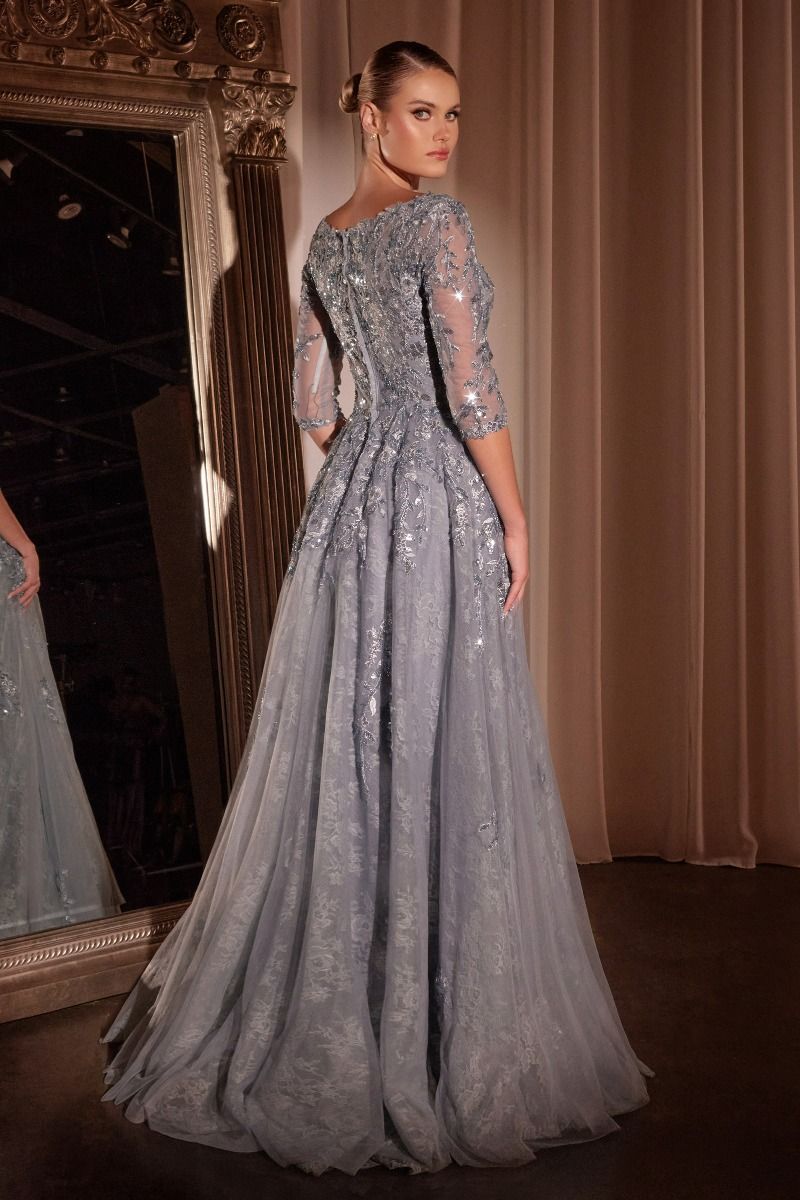 High Neckline Layered Tulle A-Line Gown By Ladivine CK2401 - Women Evening Formal Gown - Special Occasion/Curves
