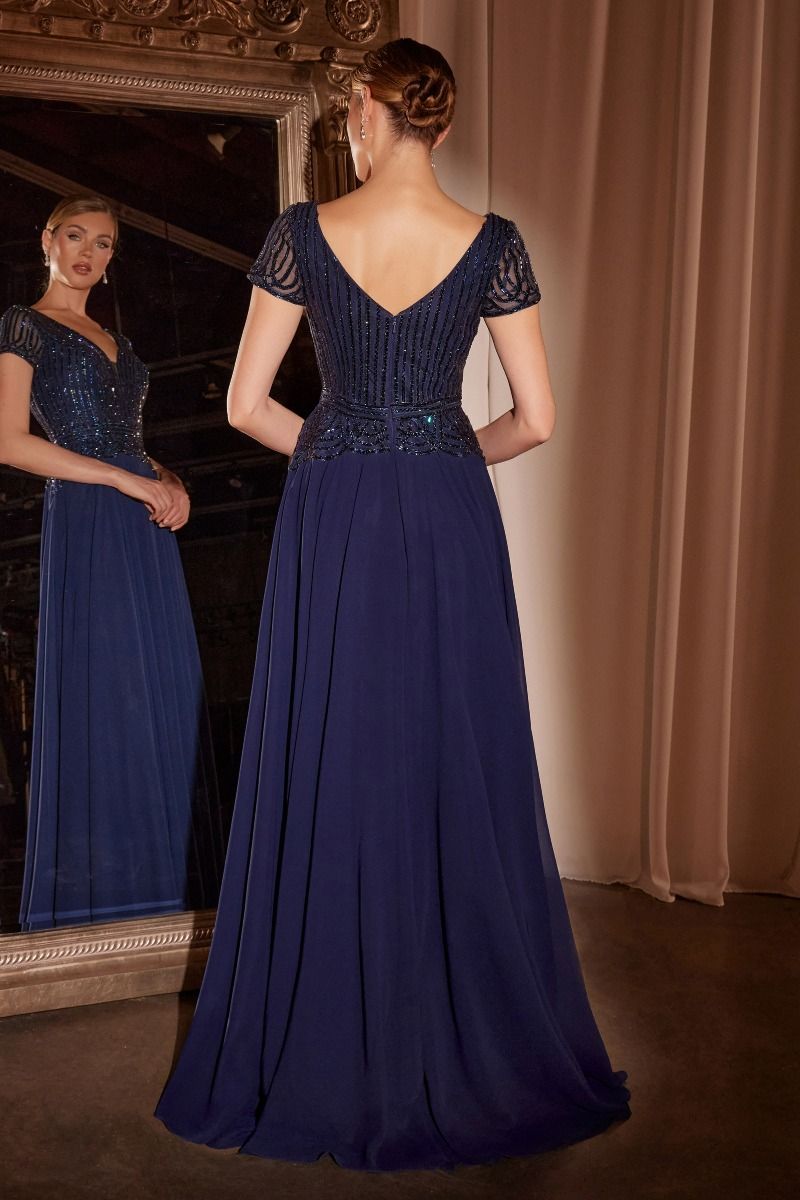 Embellished Chiffon Beaded A-Line Gown By Ladivine CL07 - Women Evening Formal Gown - Special Occasion/Curves
