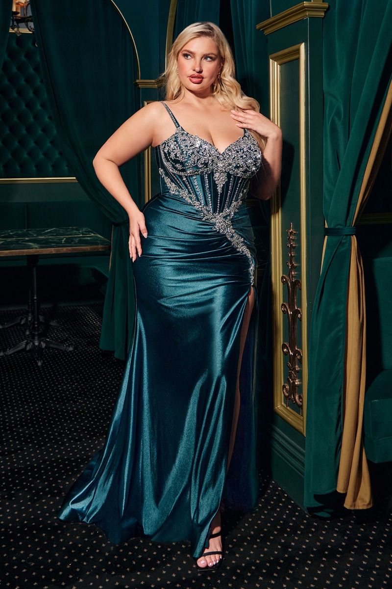 Thin Straps Sweetheart Neckline Gown By Ladivine CM383C - Women Evening Formal Gown - Curves
