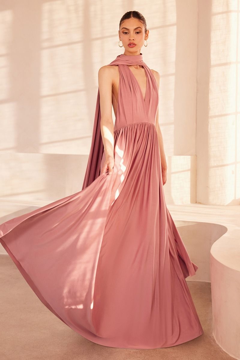 Versatile Neckline A-Line Gown By Amoris CV01P - Women Evening Formal Gown - Special Occasion