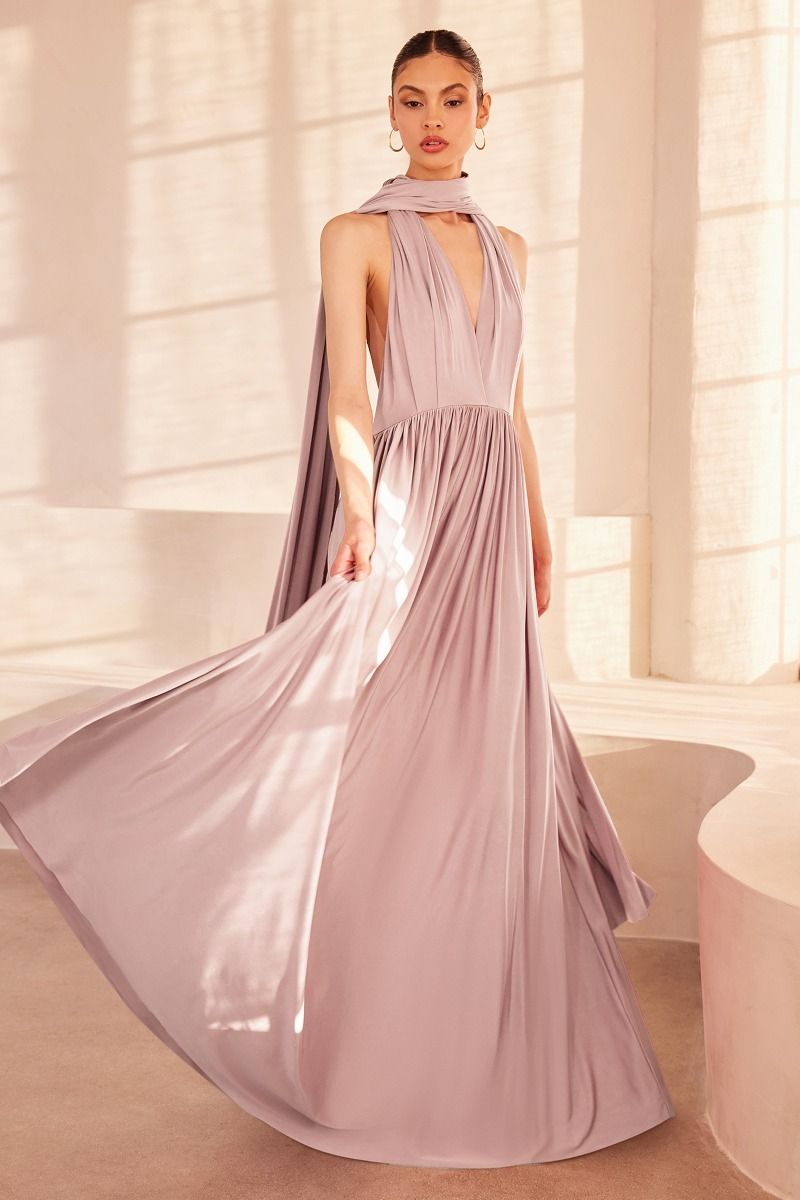 Versatile Neckline A-Line Gown By Amoris CV01P - Women Evening Formal Gown - Special Occasion