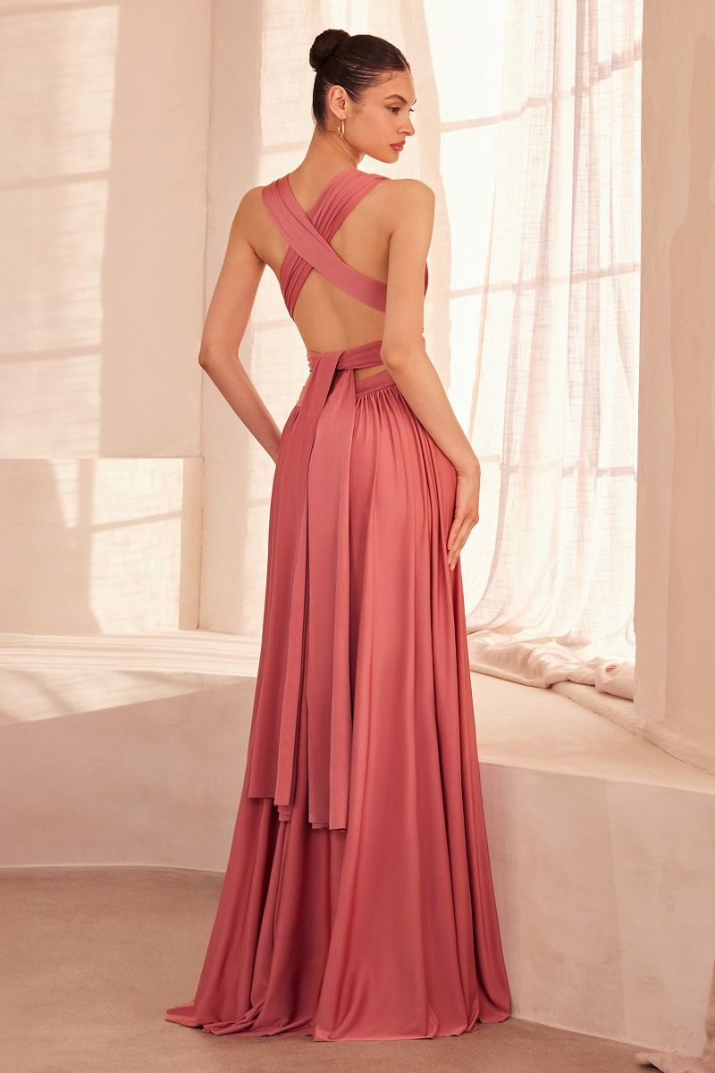Versatile Neckline A-Line Gown By Amoris CV01P - Women Evening Formal Gown - Special Occasion