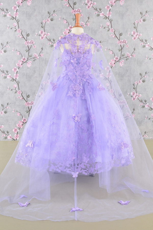 Butterfly Sequin Sweetheart Neckline Kids Mini Quince Dress by Elizabeth K - GK114