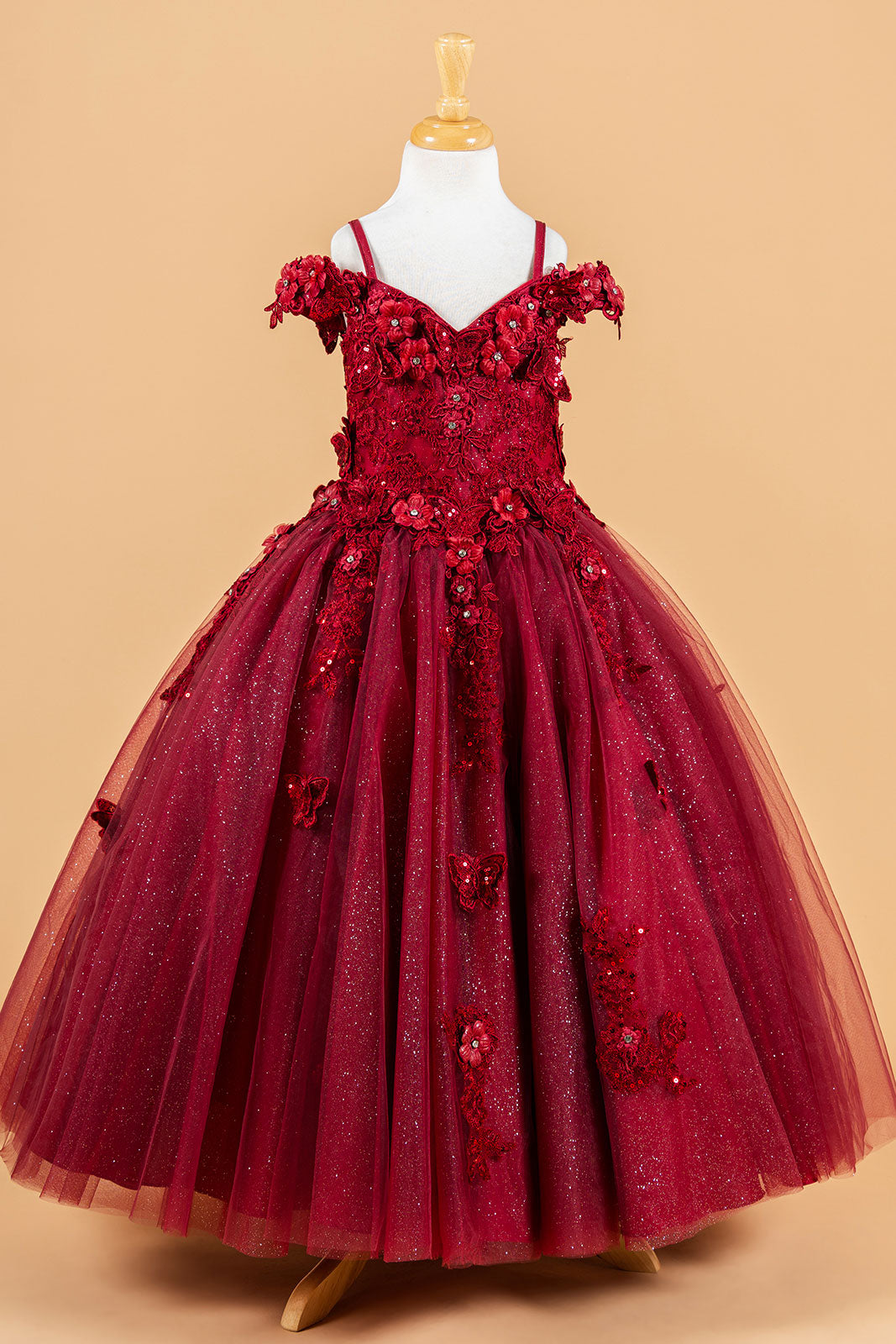 red quince dress with butterflies Vizcaya by Morilee Butterfly Neckline Quince Dress 89431
