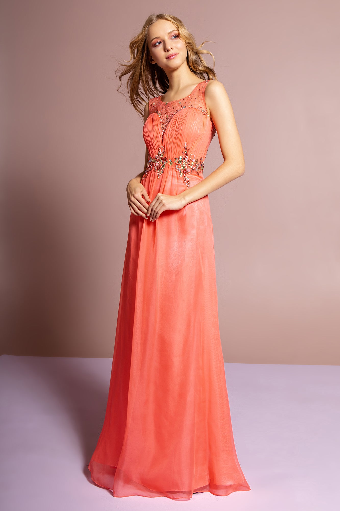 Coral Sweetheart Short Chiffon Dresses