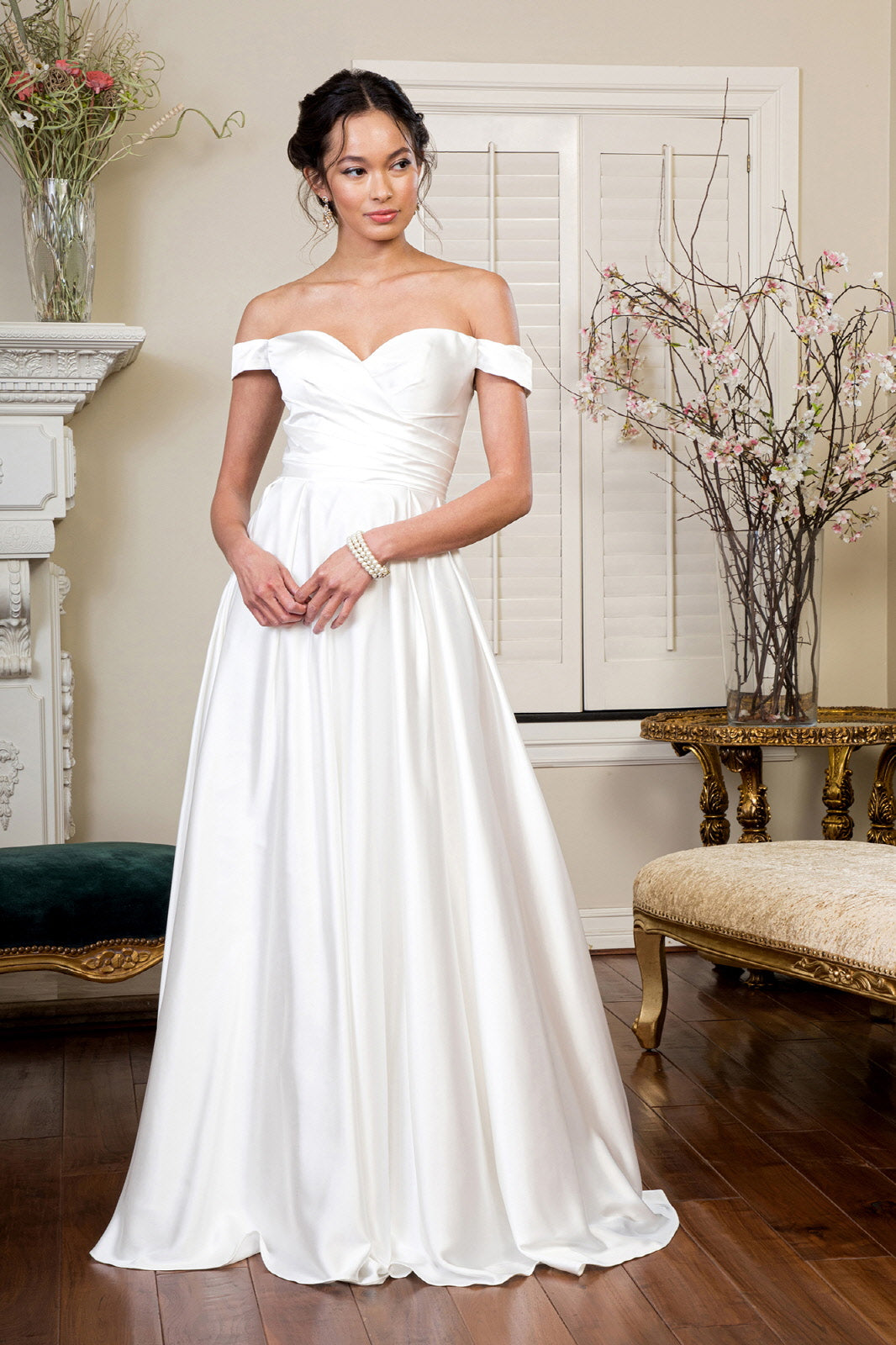 Elizabeth K - GL1908 - Cut-Away Shoulder A-Line Bridal Gown
