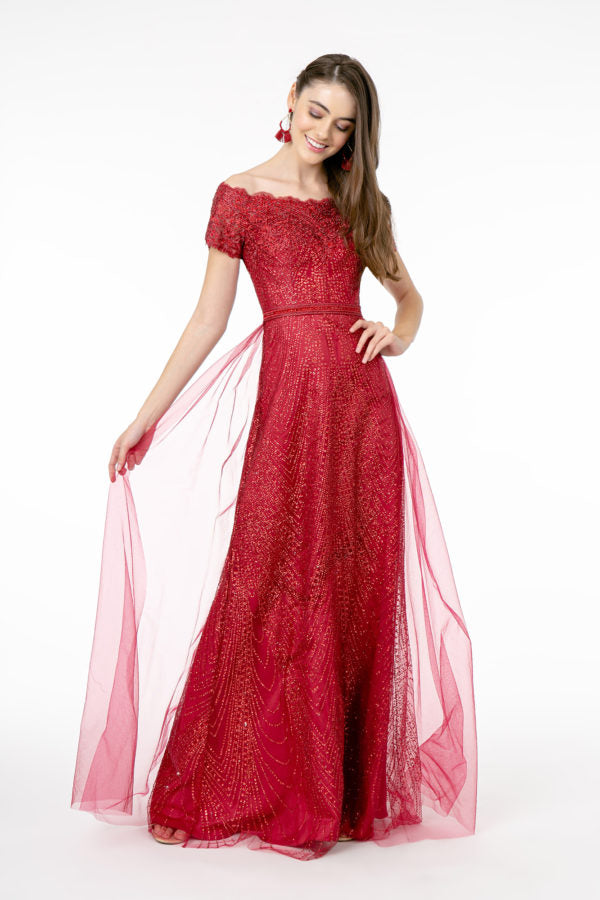 Off The Shoulder A-Line Dress by Elizabeth K - GL2942 - Special Occasion/Curves