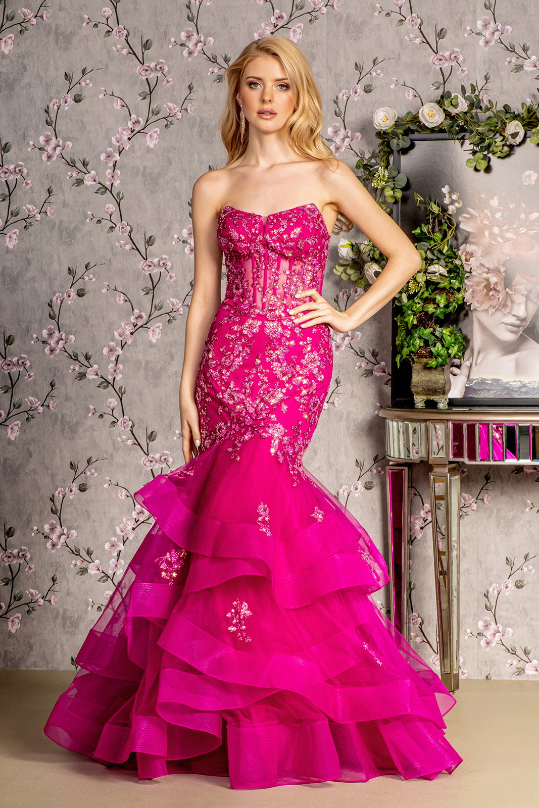 Sequin Strapless Trumpet Women Formal Dress by GLS by Gloria - GL3216 - Special Occasion/Curves 2XL / Magenta Sequin Strapless Trumpet Women Formal Dress by GLS by Gloria - GL3216 - Special Occasion/Curves 2XL / Magenta