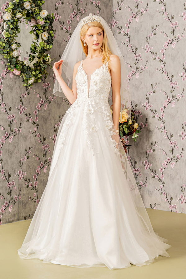 Floral Embroidery A-Line Women Bridal Dress by GLS by Gloria - GL3269