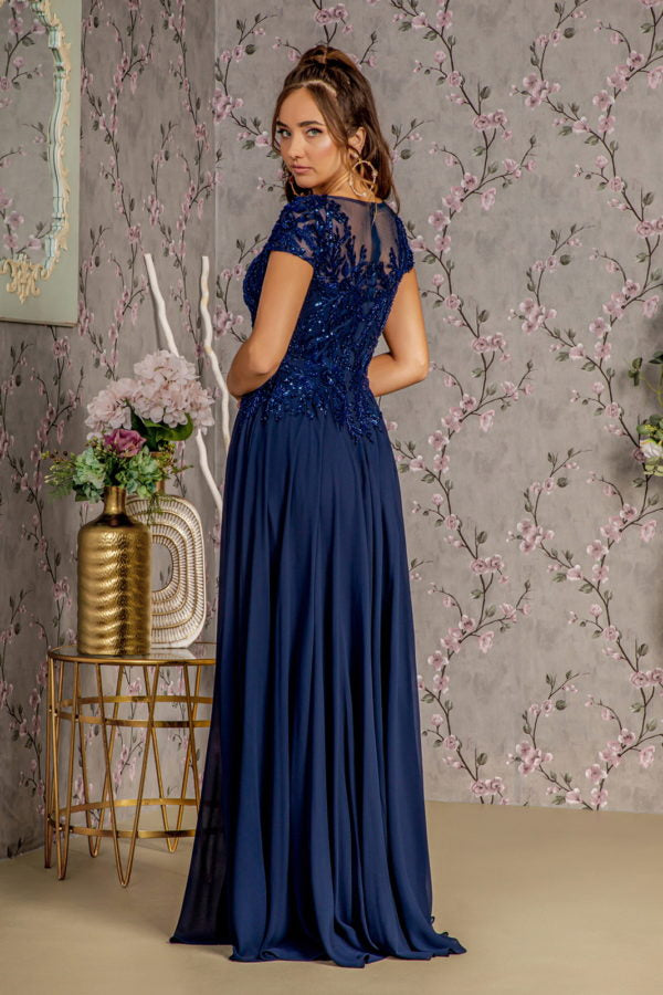 Embroidery Sequin V-Neck A-Line Women Formal Dress by GLS by Gloria - GL3450 - Special Occasion/Curves