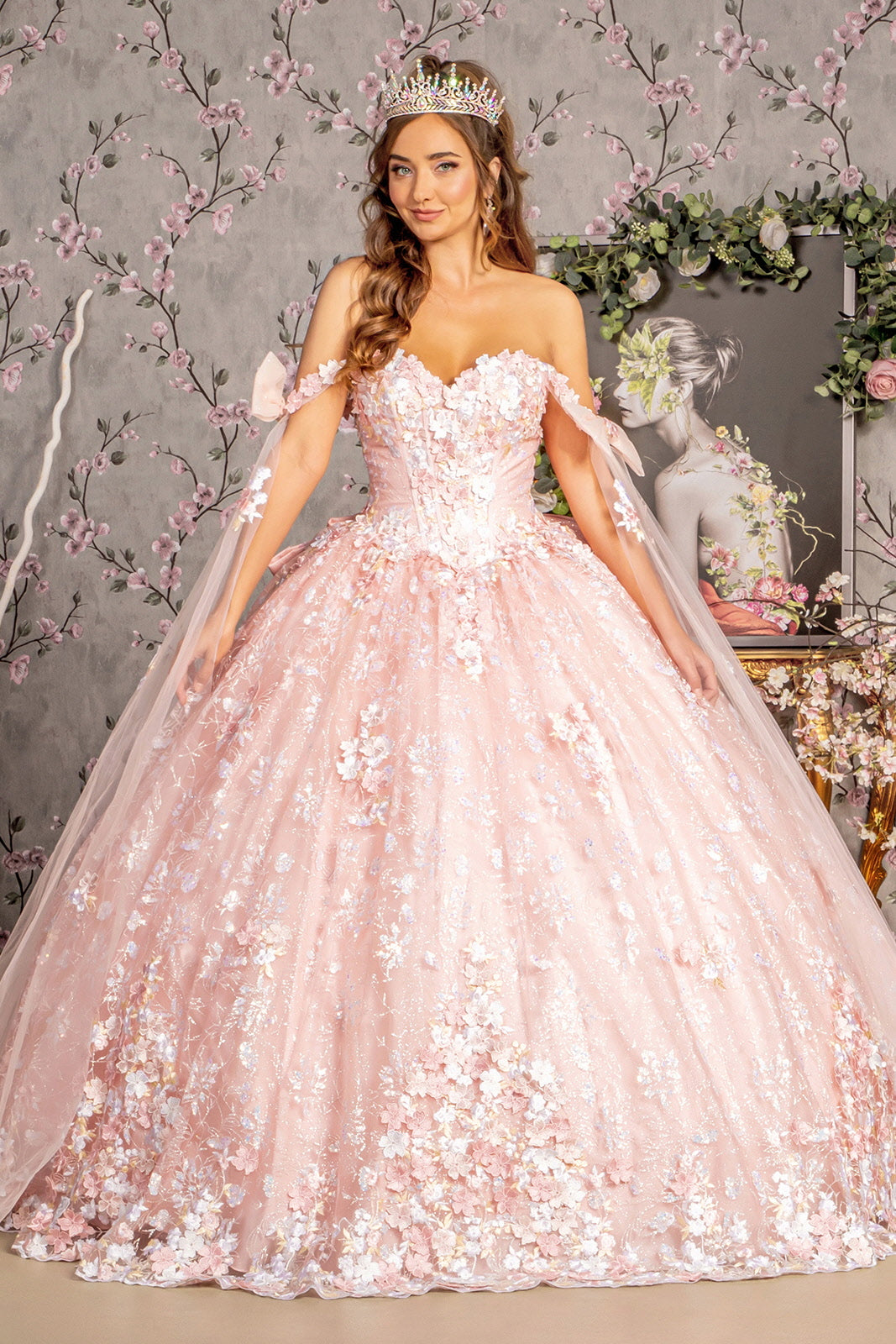 Pink and White Quinceanera Dresses | Ball Gown by GL3465 Blush / 3XL Pink and White Quinceanera Dresses | Ball Gown by GL3465 Blush / 3XL