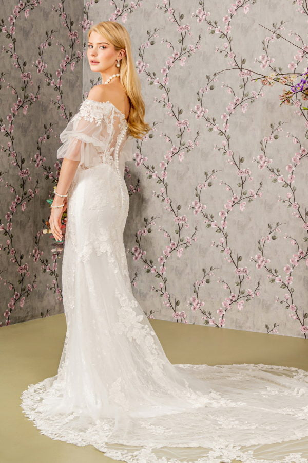Floral Embroidery Mermaid Women Bridal Dress by GLS by Gloria - GL3479 - Special Occasion/Curves