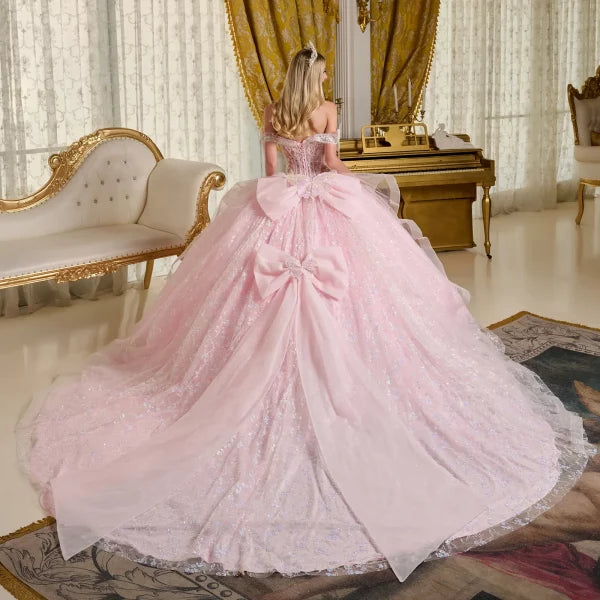 3D Butterfly Off Shoulder Tulle Quinceanera Dress by Elizabeth K - GL3651