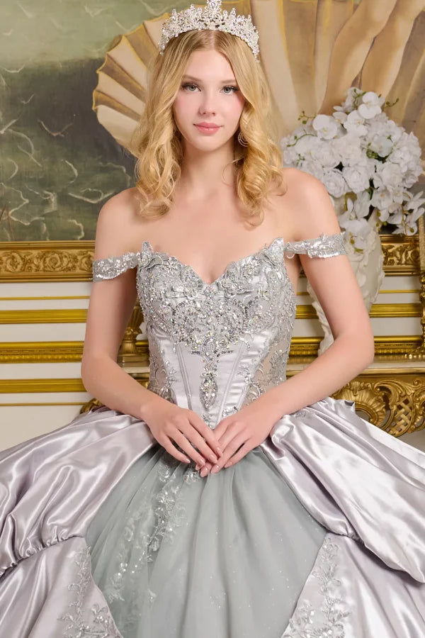 Embroidery V-Neckline Straps Quinceanera Dress by Elizabeth K - GL3652