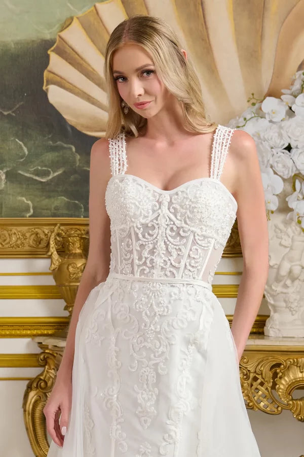 Sequin Spaghetti Strap Sweetheart Neckline Wedding Gown GLS by Gloria - GL3654