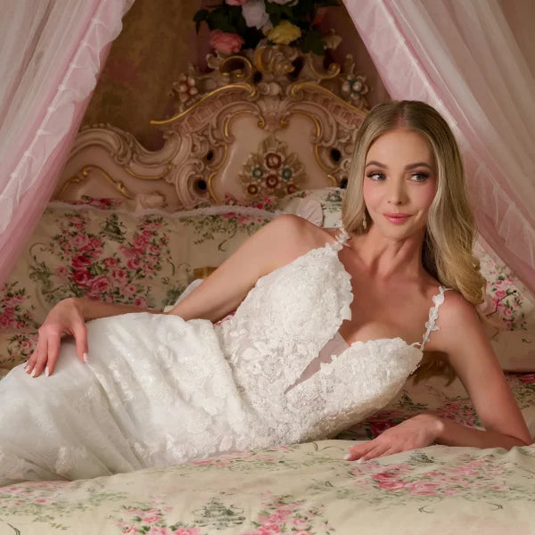 Illusion V-Neckline Spaghetti Strap Wedding Gown GLS by Gloria - GL3658