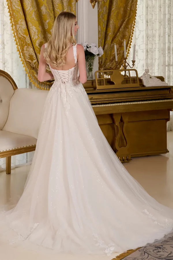 Embellished Shoulder Straps A-Line Wedding Gown GLS by Gloria - GL3662