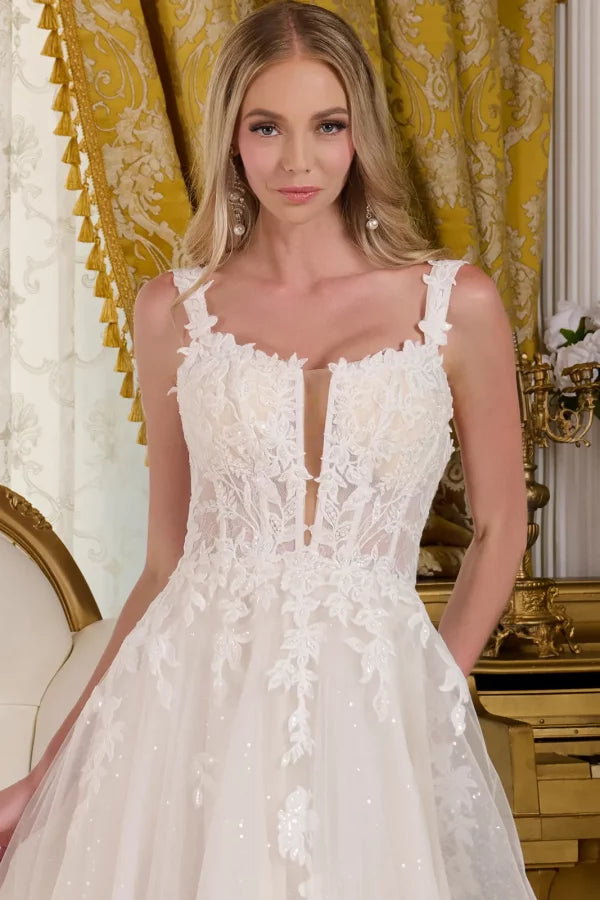 Embellished Shoulder Straps A-Line Wedding Gown GLS by Gloria - GL3662