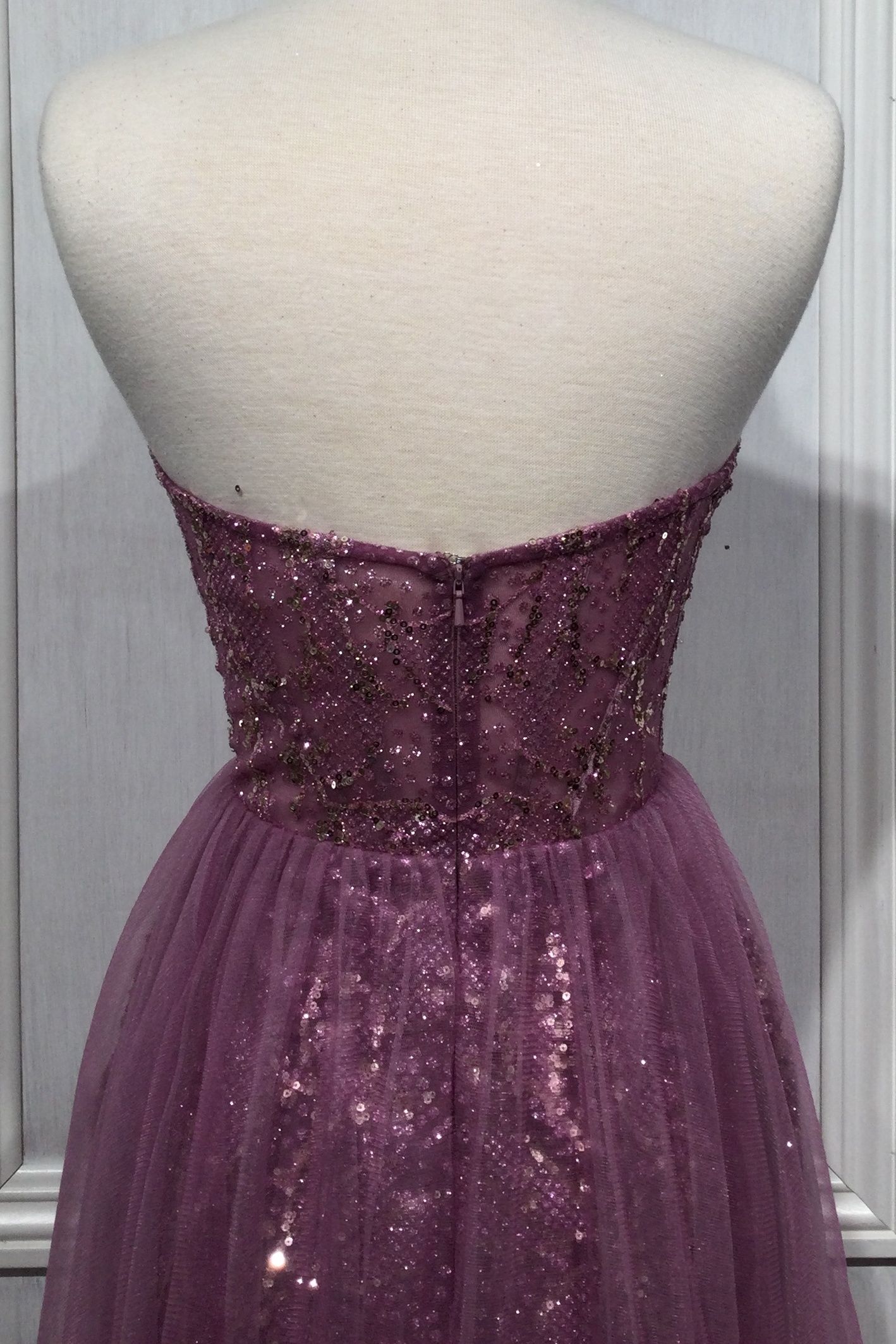 Strapless Jewel Gown with Tulle Overskirt By Ladivine J845 - Women Evening Formal Gown - Special Occasion