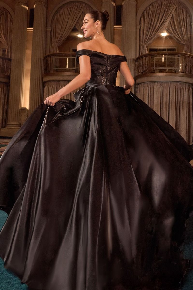 Organza Off The Shoulder Neckline Gown by Cinderella Divine J885 - Special Occasion