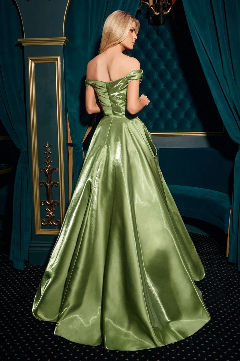 Organza Off The Shoulder Neckline Gown by Cinderella Divine J885 - Special Occasion