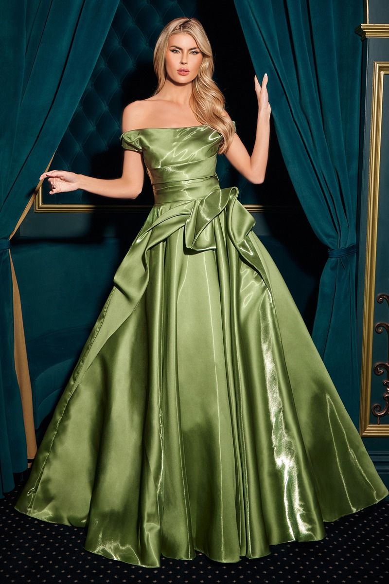 Organza Off The Shoulder Neckline Gown by Cinderella Divine J885 - Special Occasion