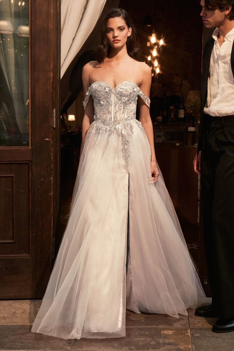 Off Shoulder Sweetheart A-Line Bridal Gown by Cinderella Divine KV1126 Ariststyles Off Shoulder Sweetheart A-Line Bridal Gown by Cinderella Divine KV1126 Ariststyles