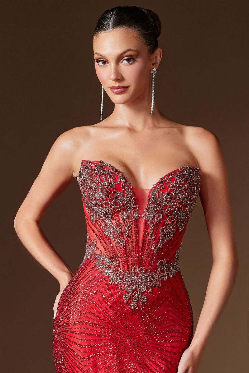 Deep Sweetheart Neckline Gown By Ladivine KV1129 - Women Evening Formal Gown - Special Occasion