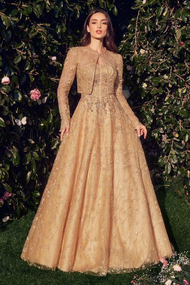 Strapless Embroidered A-Line Formal Evening Gown by Andrea & Leo Couture - MA104 - Special Occasion/Curves