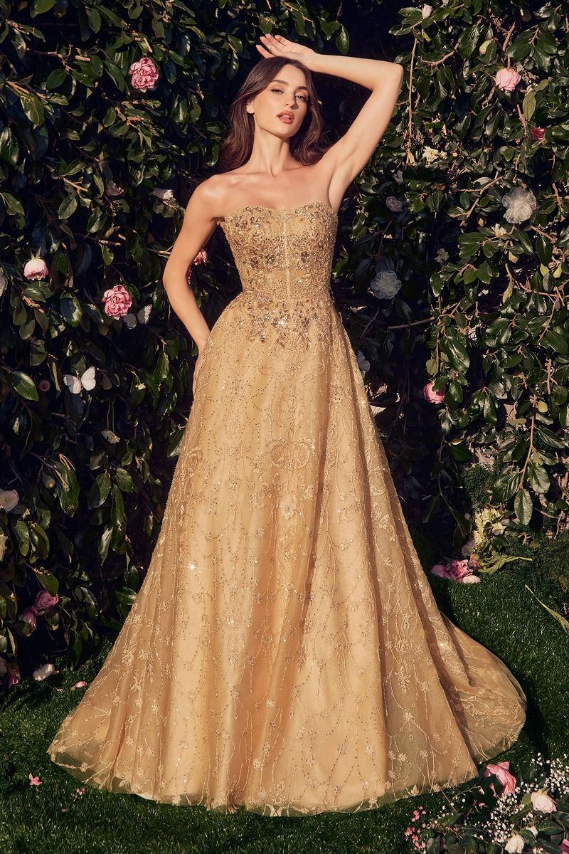 Strapless Embroidered A-Line Formal Evening Gown by Andrea & Leo Coutu Ariststyles Strapless Embroidered A-Line Formal Evening Gown by Andrea & Leo Coutu Ariststyles