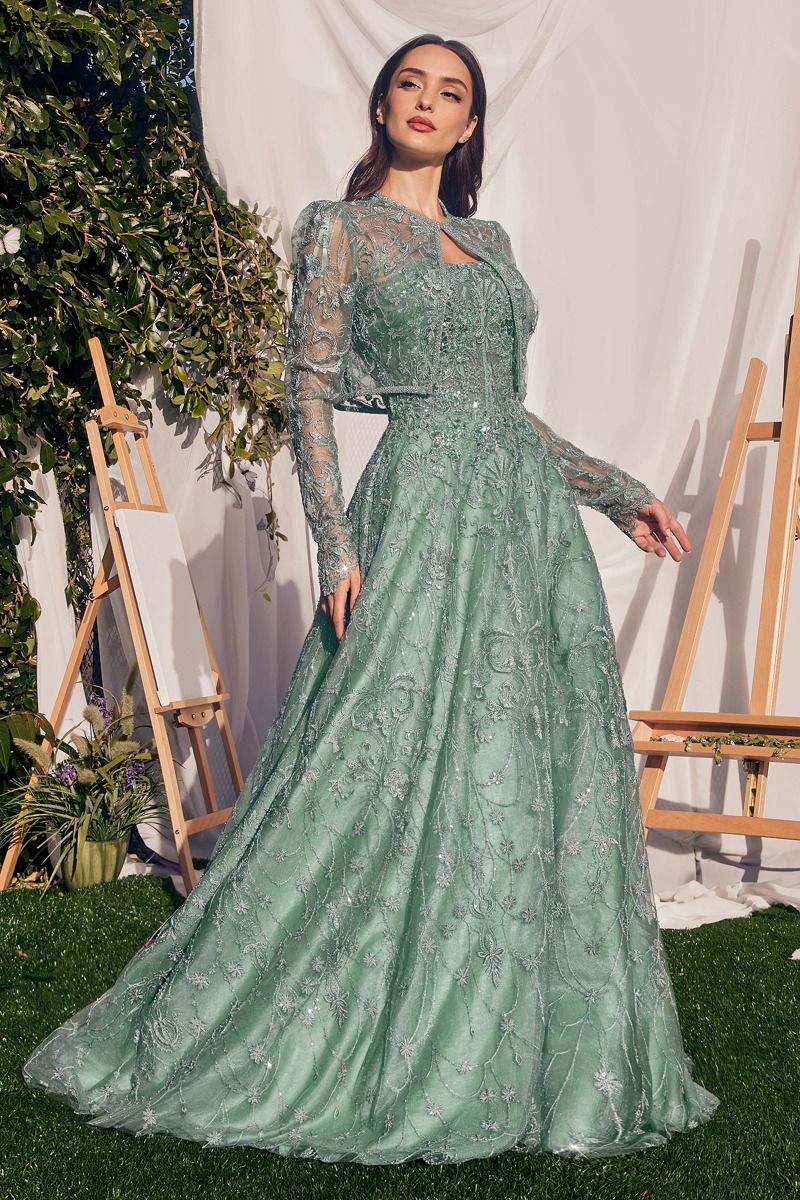 Strapless Embroidered A-Line Formal Evening Gown by Andrea & Leo Couture - MA104 - Special Occasion/Curves