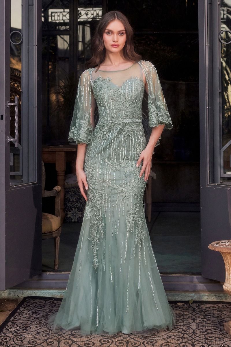 Fit & Flare Sweetheart Illusion Neckline Formal Evening Gown by Andrea & Leo Couture - MA105 - Special Occasion/Curves