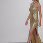 Jovani 26197 Collar Halter Neckline Sequin Dress - Special Occasion