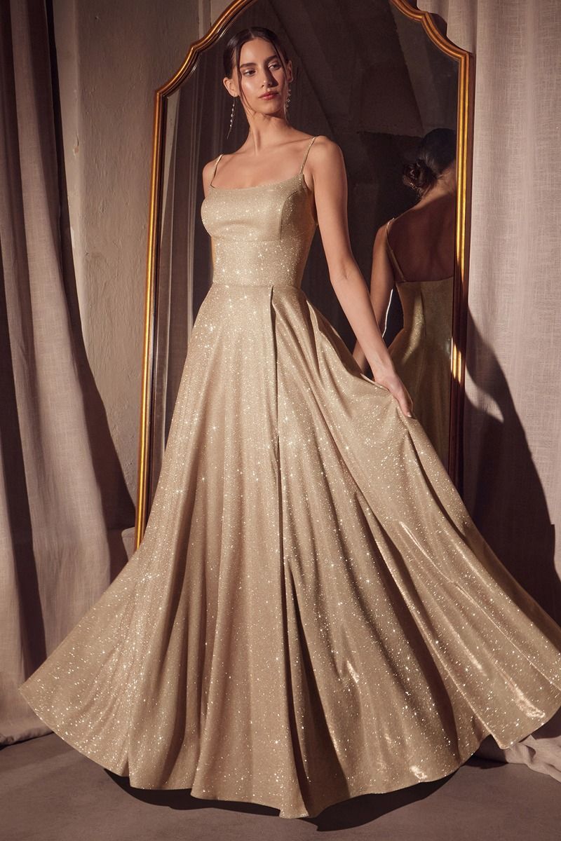 Glitter Sleeveless A-Line Slit Gown By Amoris T213 - Women Evening Formal Gown - Special Occasion