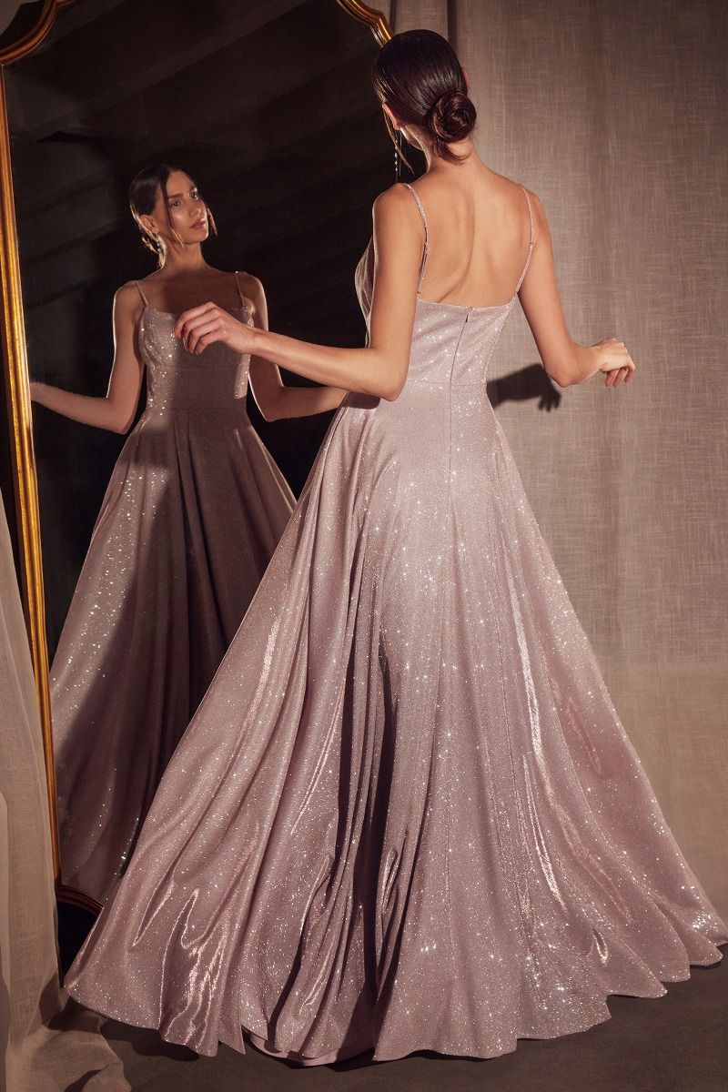 Glitter Sleeveless A-Line Slit Gown By Amoris T213 - Women Evening Formal Gown - Special Occasion