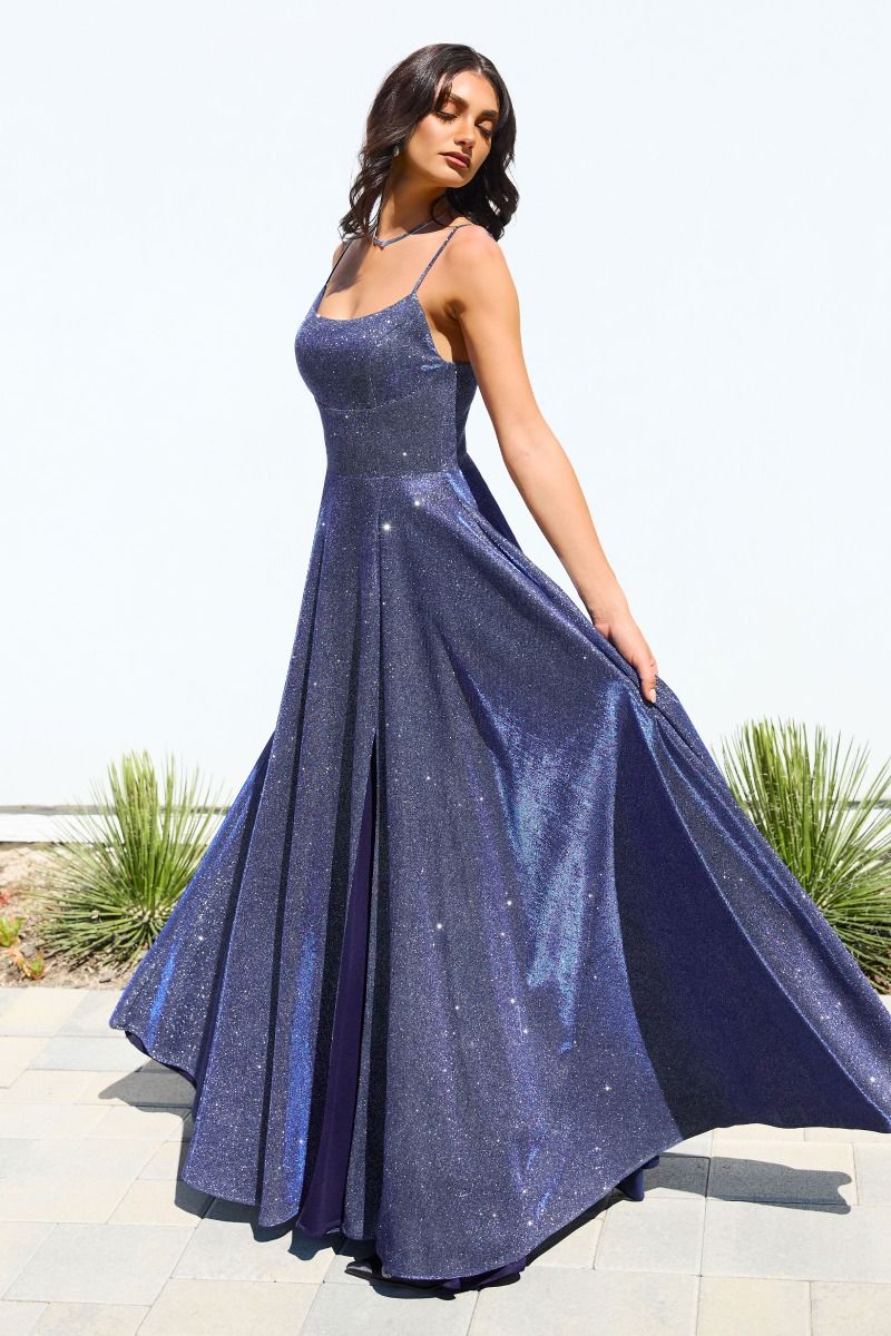 Glitter Sleeveless A-Line Slit Gown By Amoris T213 - Women Evening Formal Gown - Special Occasion