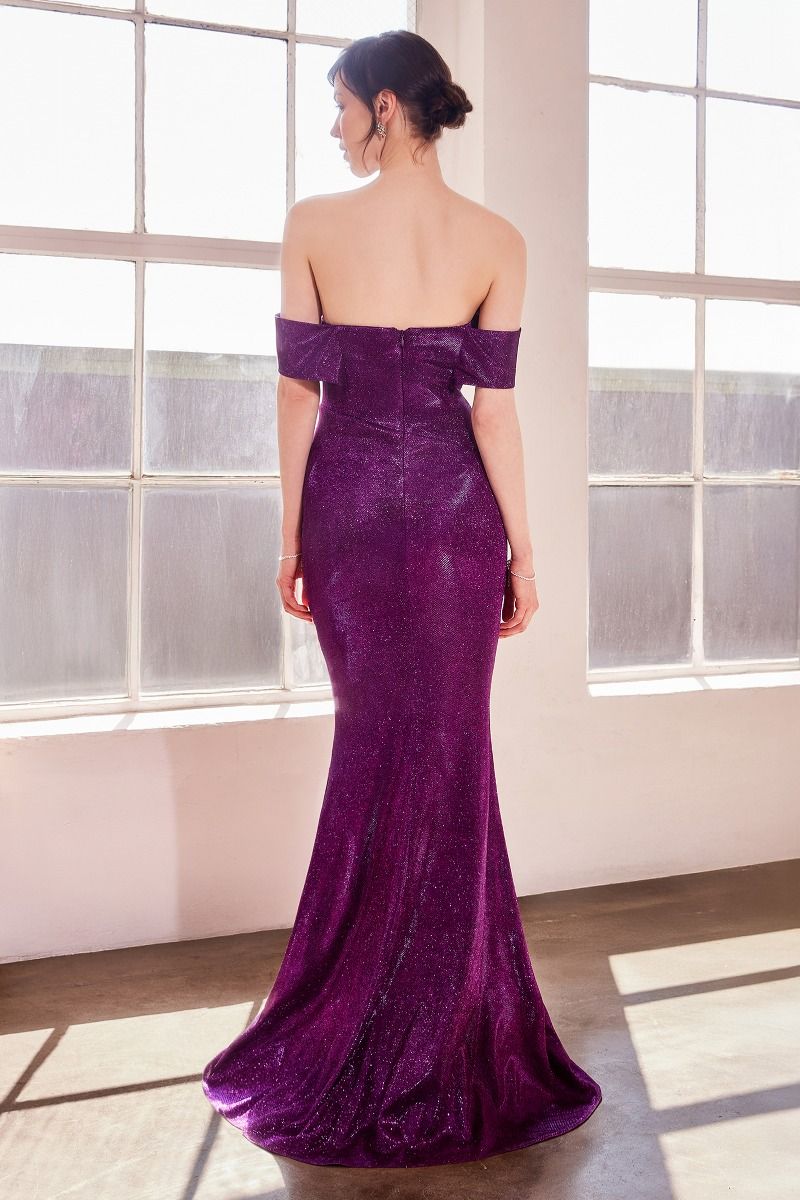 Glitter Off Shoulder Sheath Gown By Amoris T603 - Women Evening Formal Gown - Special Occasion
