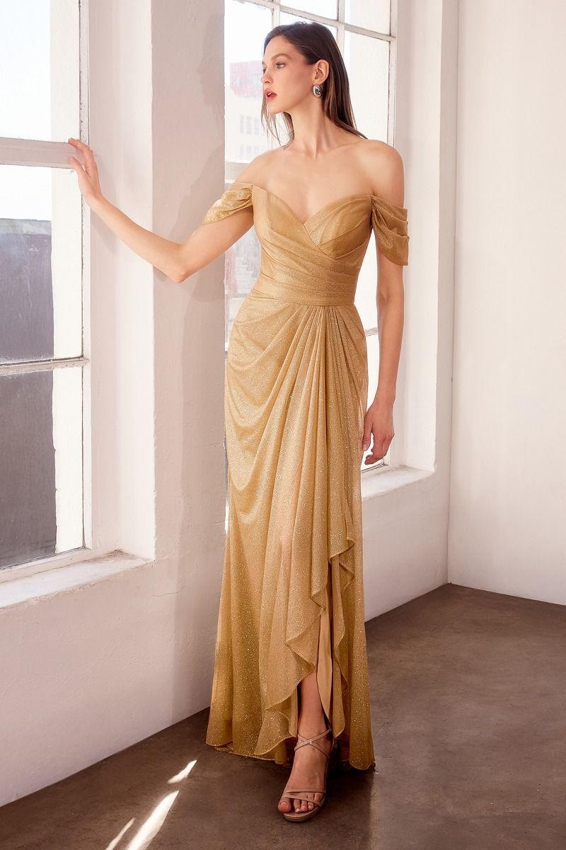 Glitter Off The Shoulder Gown By Amoris T604 - Women Evening Formal Gown - Special Occasion