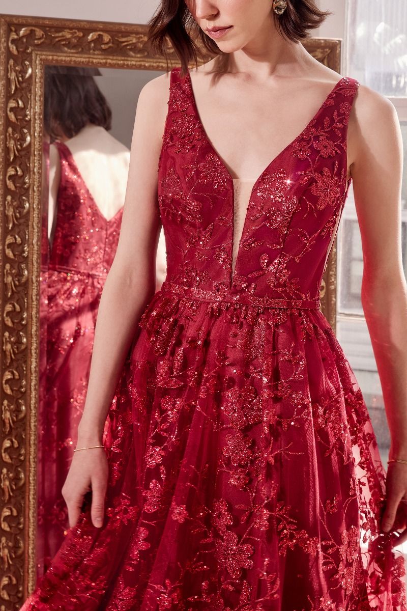 Glitter Print A-Line Gown By Amoris T606 - Women Evening Formal Gown - Special Occasion