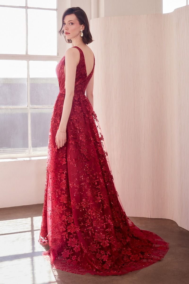 Glitter Print A-Line Gown By Amoris T606 - Women Evening Formal Gown - Special Occasion