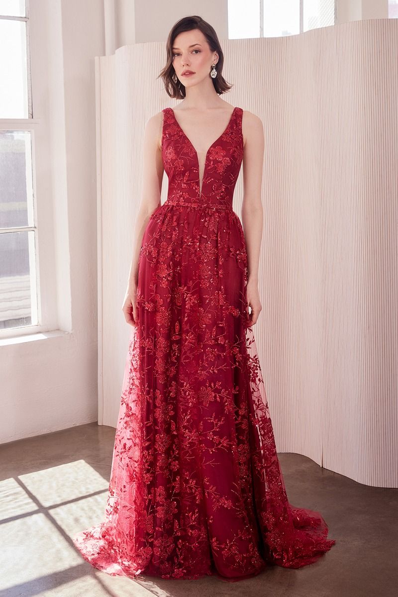Glitter Print A-Line Gown By Amoris T606 - Women Evening Formal Gown - Special Occasion